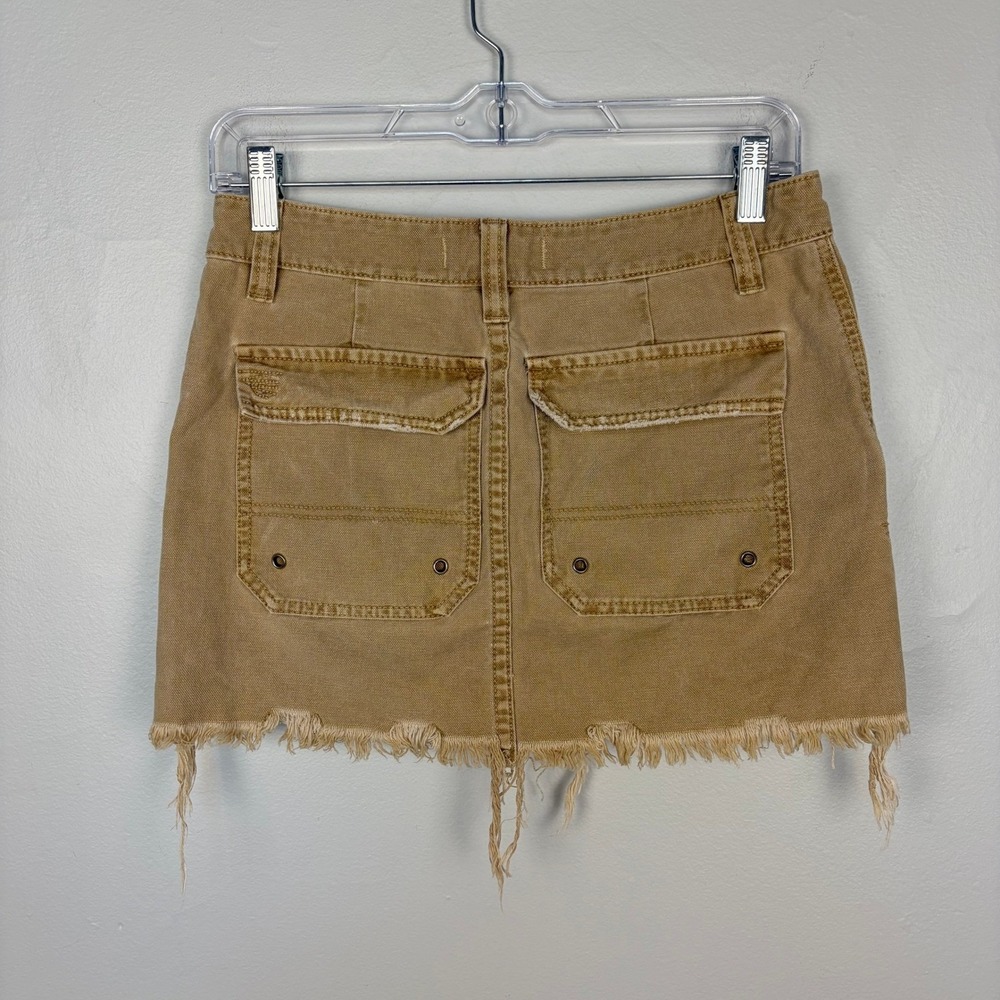 Free People Canvas Relaxed Denim Mini Skirt Taupe Y2K‎ Grunge Casual Gorpcore 25 - Picture 6 of 9